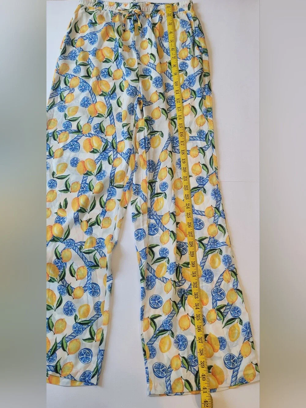 NWT Salty Weekend Costa Wide Leg Pants Lemon Print Small - Picture 14 of 14